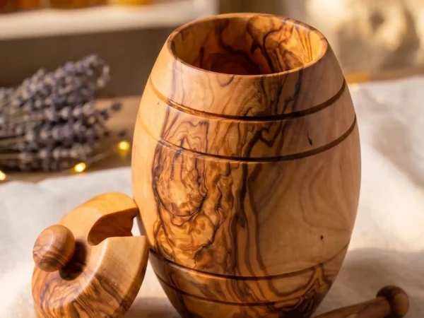 Pot à miel avec cuillère en bois d'olivier